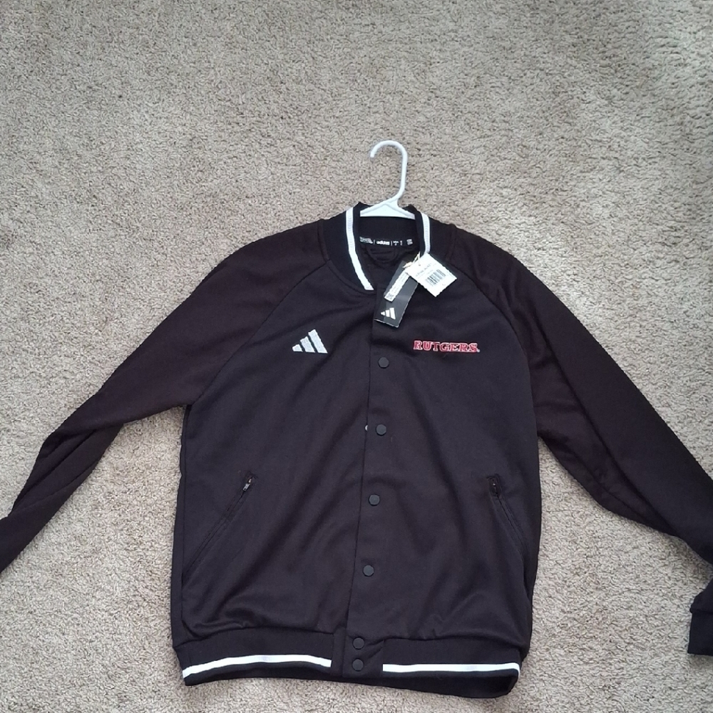 🔥Adidas Rutgers Bomber Jacket with White Trim